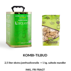 KOMBI-TILBUD! Picual 2,5 l & 1 kg saltede mandler INKL. fri fragt
